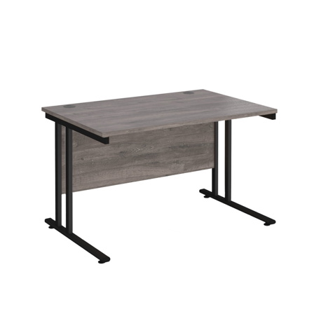 VDU Cantilever Workstation - No Drawers - 1200mm - Black - Grey Oak