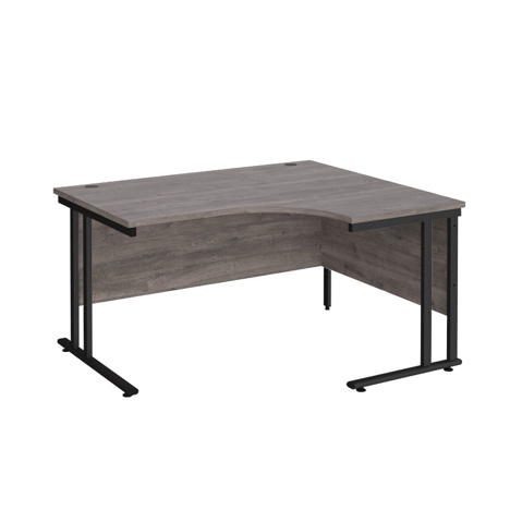 Radial Cantilever Workstation - 1400 - Black - Right - Grey Oak