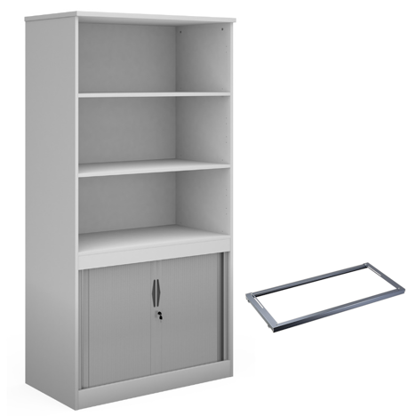 Combination Display Tambour - 2000mm - Lateral filing frame - White
