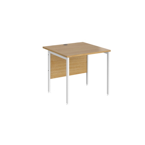 Straight Desk - H-Frame - 800 - White - Oak
