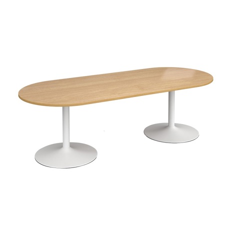 Trumpet Base Radial End Boardroom Table - White - Oak