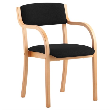 Madrid Beech Frame Meeting Chair - With Arms - Black