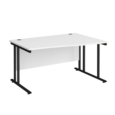 Wave Cantilever Workstation - 1400 - Right Hand - Black - White