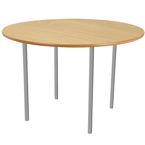 Round Classroom Table - 1000mm - Silver Legs - Maple
