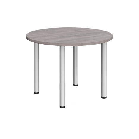 Circular Radial Leg Meeting Table - 1000 - Silver - Grey Oak