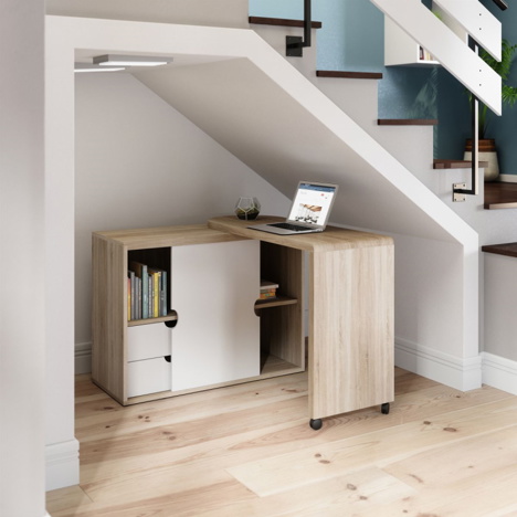 Pivot Cupboard Desk - Sonoma Oak