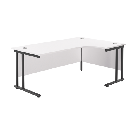 Twin Upright Radial Desk - Right Hand - 1800 - Black Frame - White