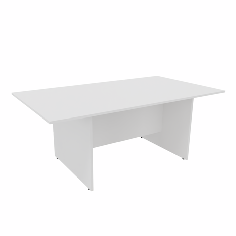 Rectangular Conference Tables with Straight Modesty Panel and Panel End Legs -  1800 - 18mm - White