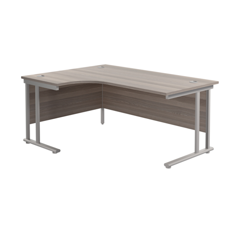 Twin Upright Radial Desk - Left Hand - 1800 - Silver Frame - Dark Walnut