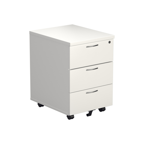 2 and 3 Drawer Under Desk Mobile Pedestal - 3 Drawer - White