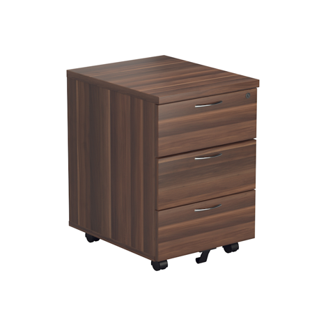 2 and 3 Drawer Under Desk Mobile Pedestal - 3 Drawer - Dark Walnut