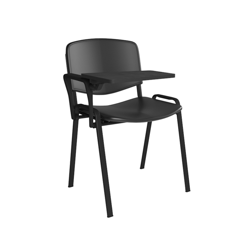 Taurus Plastic Chair - Writing Tablet - Black