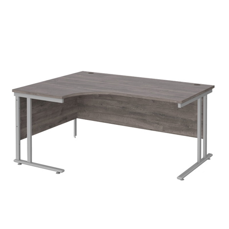 Radial Cantilever Workstation - 1600 - Silver - Left - Grey Oak
