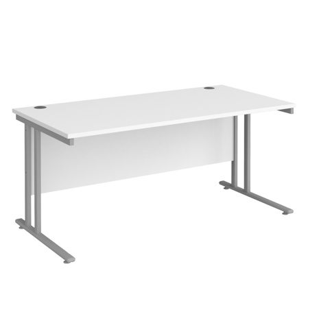 VDU Cantilever Workstation - No Drawers - 1600mm - Silver - White