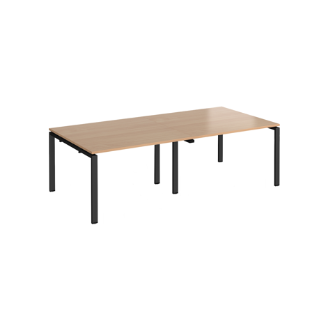 Adapt Rectangular Boardroom Table 2400 x 1200 - Black - Beech