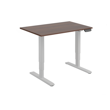 Electric Sit-Stand Desk with Dual Motors - 1200 - Silver Frame - Walnut