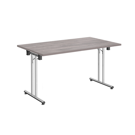 Rectangular Folding Leg Table - 1400 - Chrome - Grey Oak