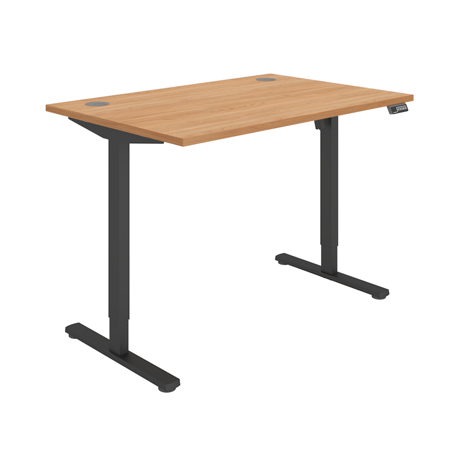 Core Sit-Stand Height Adjustable Desk (Single Motor) - 1200 - Black Frame - Norwegian Beech