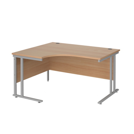 Radial Cantilever Workstation - 1400 - Silver - Left - Beech