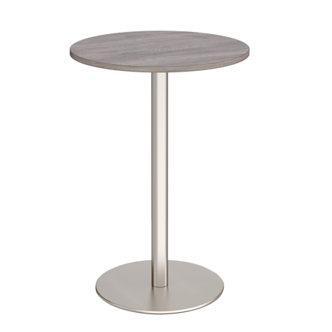Monza Circular Poseur Table - Brushed Steel - Grey Oak