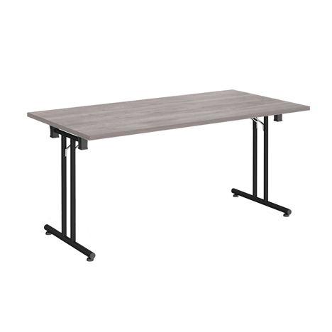 Rectangular Folding Leg Table - 1600 - Black - Grey Oak
