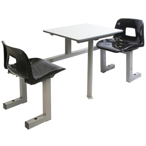 Fastfood Seating - Two Seats - Single Entry - Black Seats