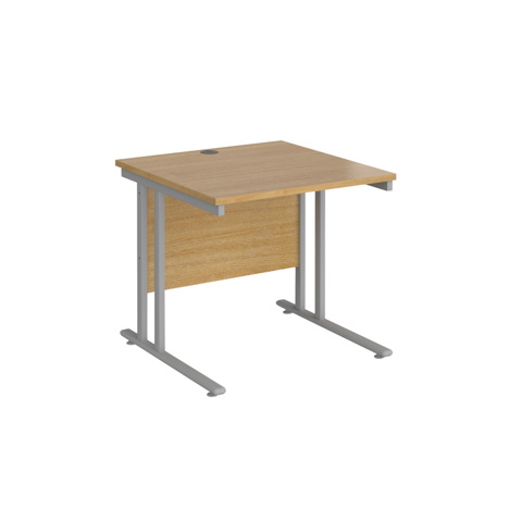 VDU Cantilever Workstation - No Drawers - 800mm - Silver - Oak