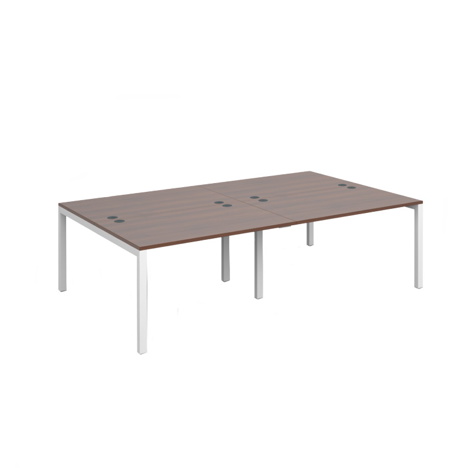 Connex Double Back to Back Desks - 2400 - White Frame - Walnut