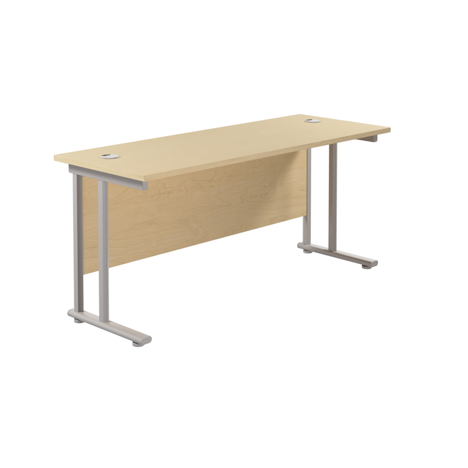 Rectangular Workstation 600mm Deep - W1600 - Silver Frame - Maple