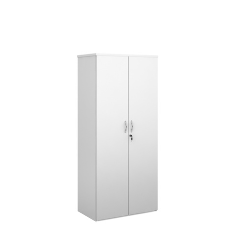 Double Door Cupboard - 1790mm High - Four Shelves - White