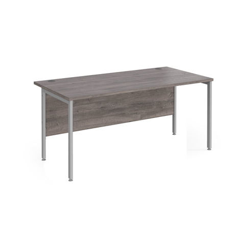 Straight Desk - H-Frame - 1600 - Silver - Grey Oak