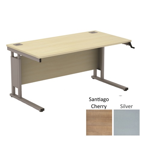 Sirius Height Adjustable Cantilever Desking 1600 - 800 - Silver - Santiago Cherry