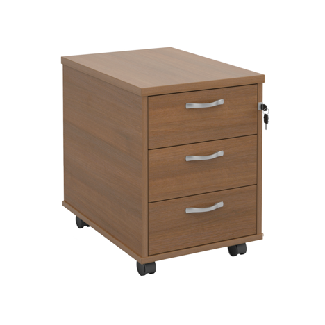 Mobile Under Desk Pedestal - 3 Drawer - Walnut