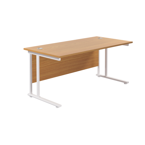 Rectangular Workstation 800mm Deep - W1600 - White Frame - Nova Oak