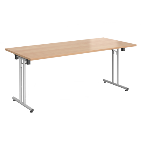 Rectangular Folding Leg Table - 1800 - Silver - Beech