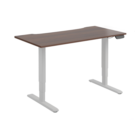 Electric Sit-Stand Desk with Dual Motors - 1600 - Silver Frame - Walnut