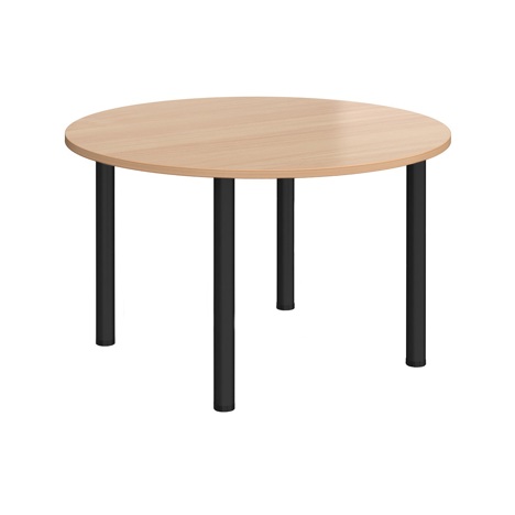 Circular Radial Leg Meeting Table - 1200 - Black - Beech