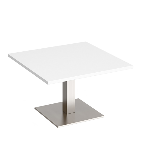 Brescia - Square Coffee Table with Flat Square Base - 800 - Brushed Steel - White