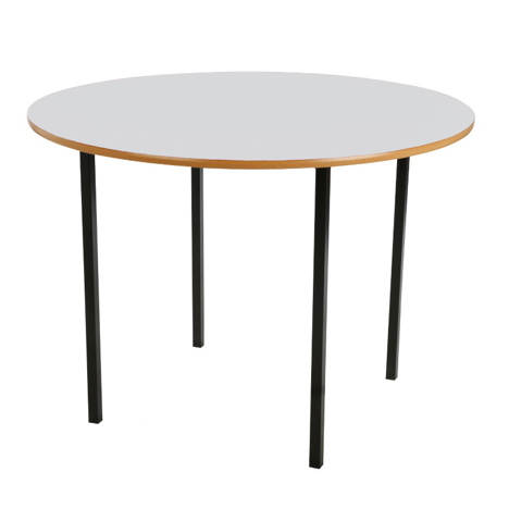 Round Classroom Table - Black Legs - Light Grey