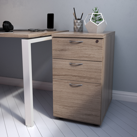3 Drawer Desk High Pedestal