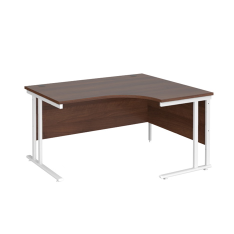 Radial Cantilever Workstation - 1400 - White - Right - Walnut