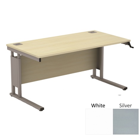 Sirius Height Adjustable Cantilever Desking 1600 - 800 - Silver - White