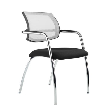 Venus - Meeting Room Four Leg Chair with Mesh Back- White