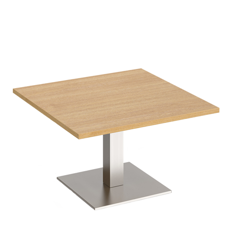 Brescia - Square Coffee Table with Flat Square Base - 800 - Brushed Steel - Oak