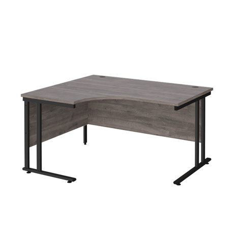 Radial Cantilever Workstation - 1400 - Black - Left - Grey Oak