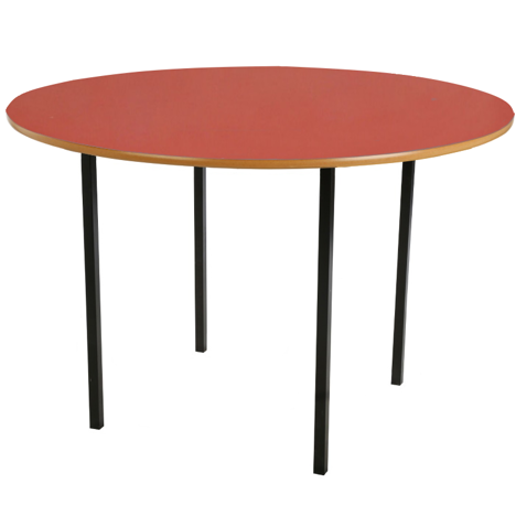 Round Classroom Table - 1000mm - Black Legs - Red