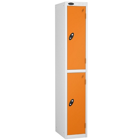 Education Lockers - Double Door - White Carcass - Autumn Orange