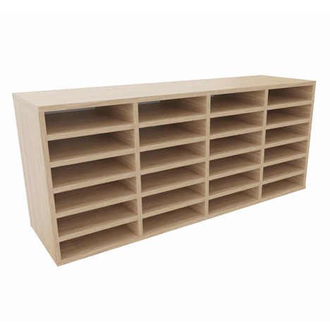 Pigeon Hole Unit - 4 Bay Wide - 24 Compartment - Oak