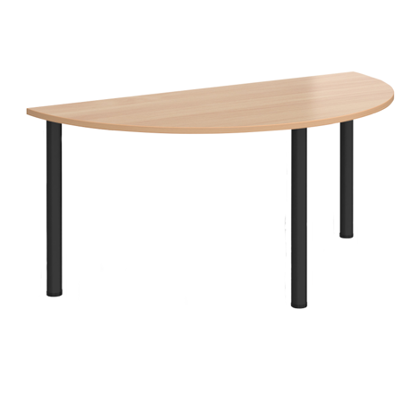 Semi Circular Radial Leg Meeting Table 1600 - Black - Beech