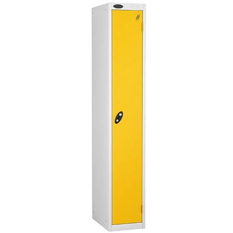 Education Lockers - Single Door - White Carcass - Yellow